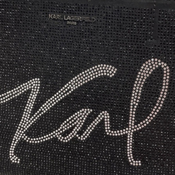 🖤🔹️Karl Lagerfeld🔹️ Beautiful Maybelle rhinestone Coin Pouch GLITTER satchel - Picture 6 of 14